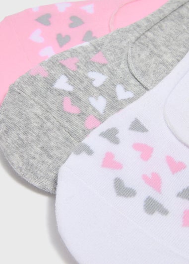 3 Pack Heart No Show Socks