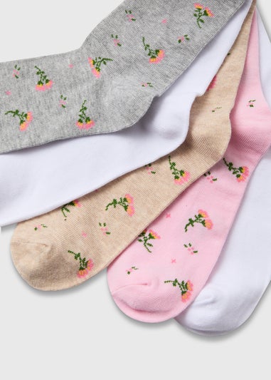 5 Pack Crew Floral Socks