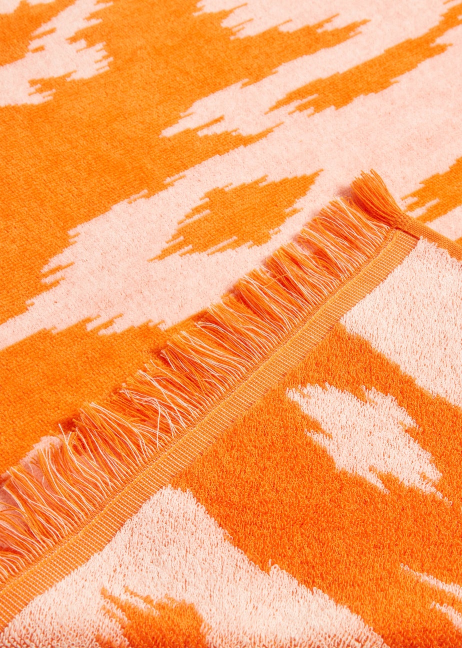 Orange Ikat Jacquared Towel (80cm x 160cm)