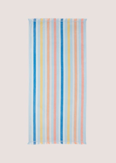 Multicoloured Sorbet Stripe Jacquard Beach Towel (80cm x 160cm)