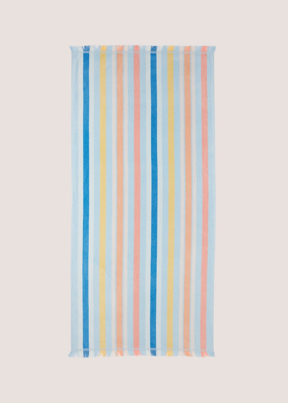 Multicoloured Sorbet Stripe Jacquard Beach Towel (80cm x 160cm)