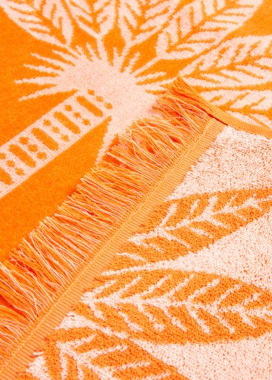 Orange Palm Jacquared Beach Towel (80cm x 160cm )