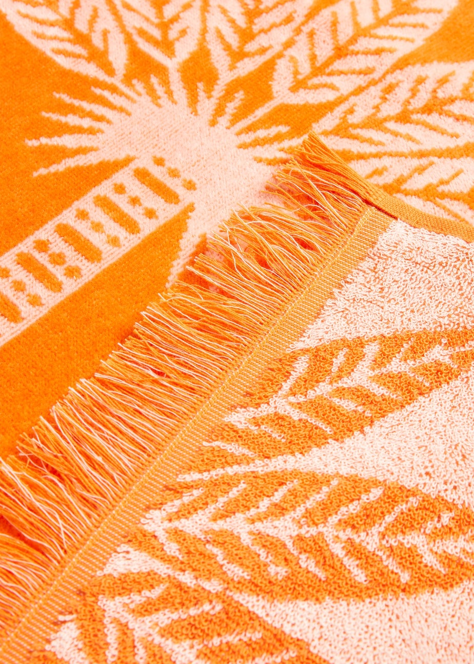 Orange Palm Jacquared Beach Towel (80cm x 160cm )