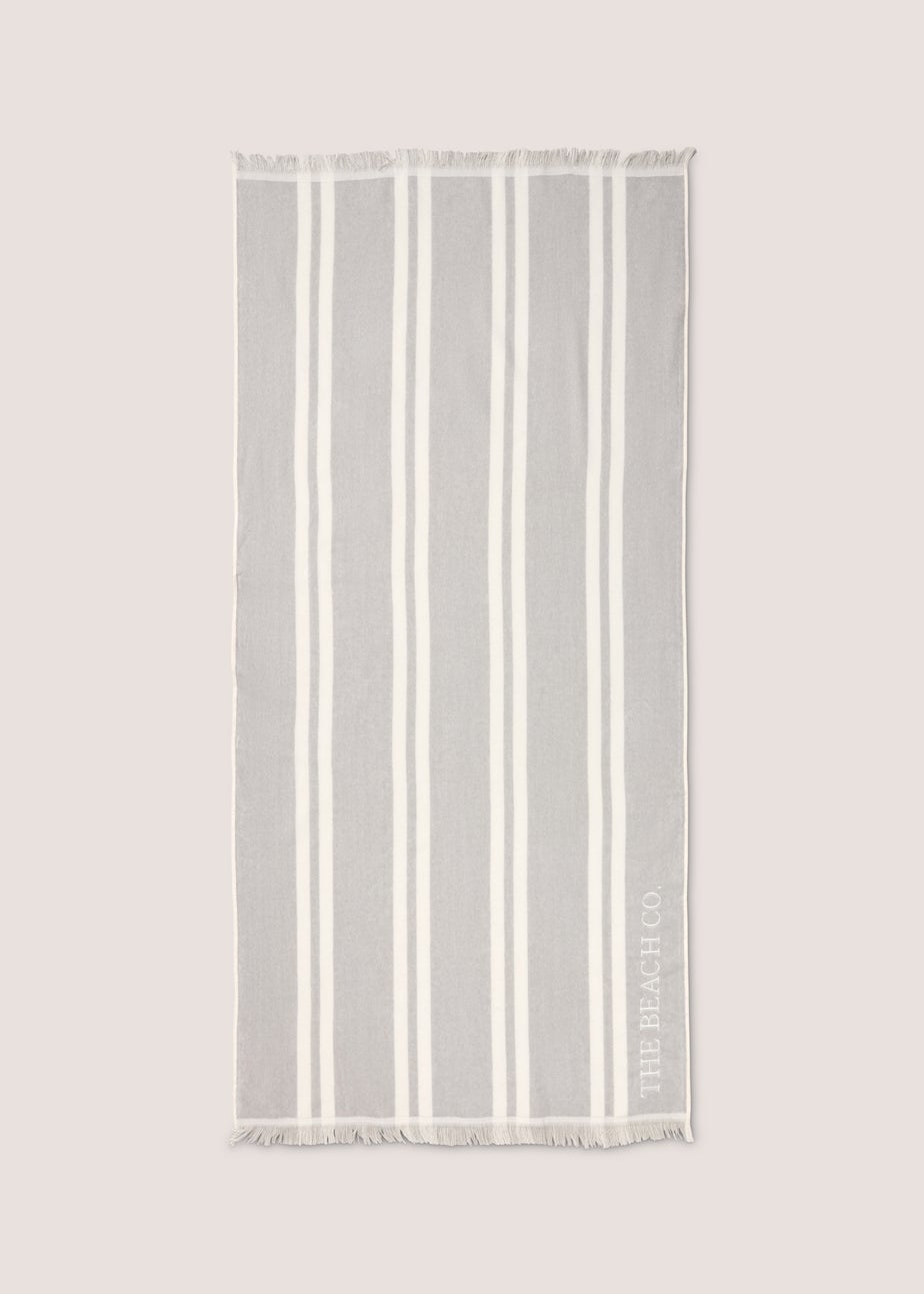The Beach CO Grey Stripe Beach Towel ( 80cm x 160cm)
