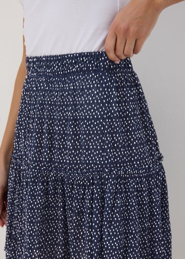 Navy Tiered Plisse Mini Skirt