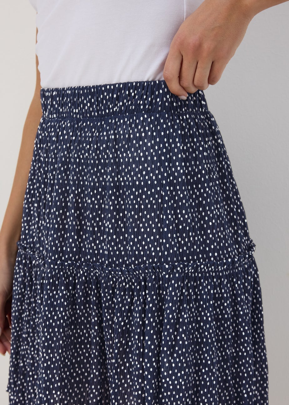 Navy Tiered Plisse Mini Skirt