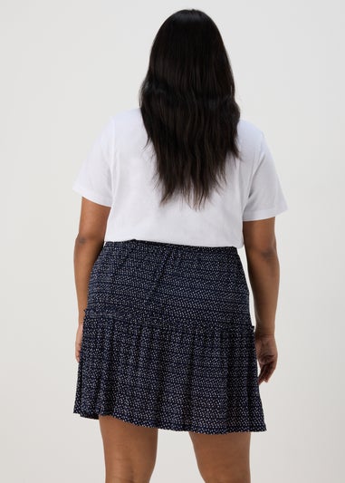 Navy Tiered Plisse Mini Skirt