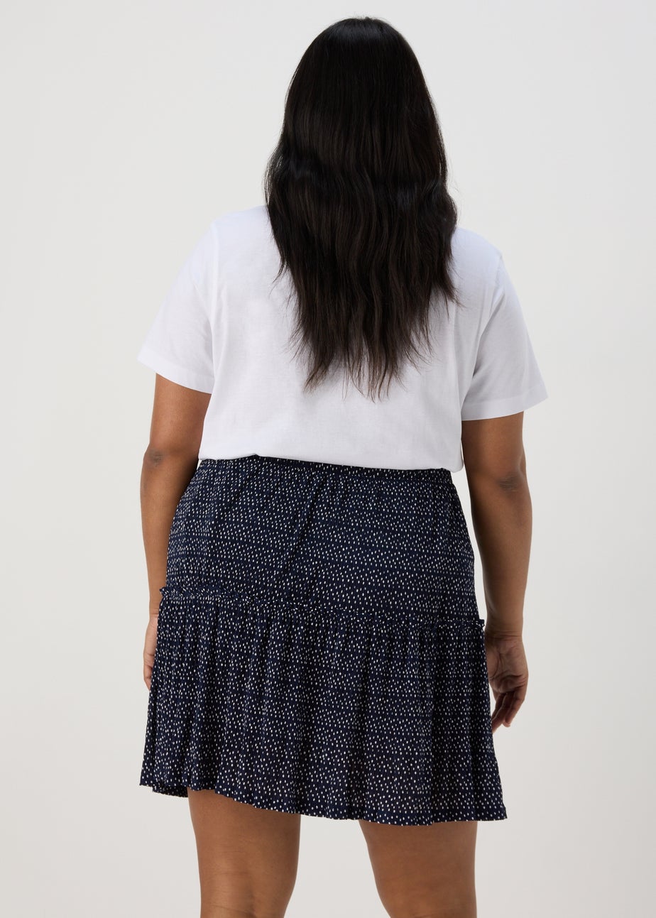 Navy Tiered Plisse Mini Skirt