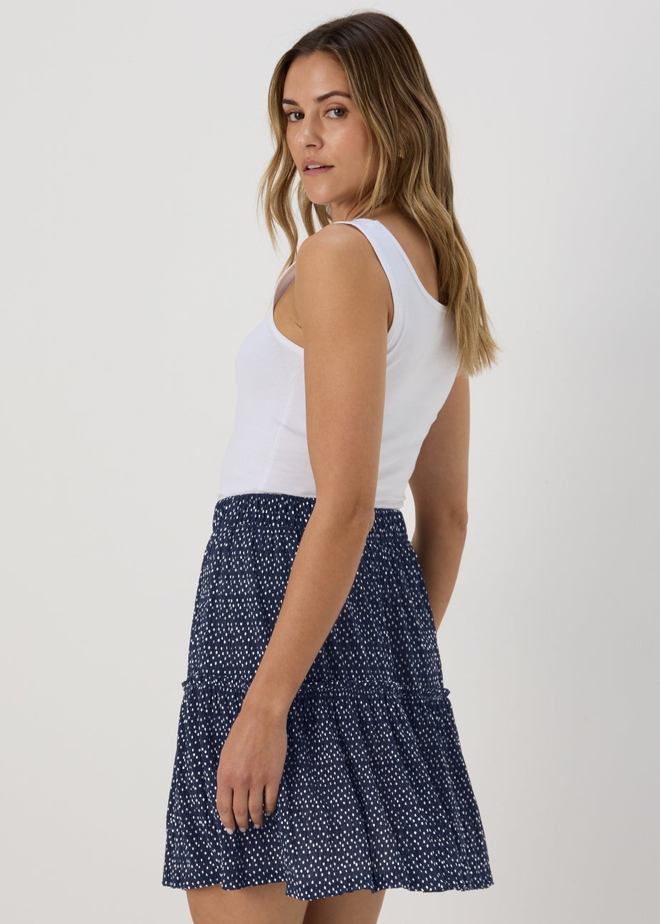 Navy Tiered Plisse Mini Skirt