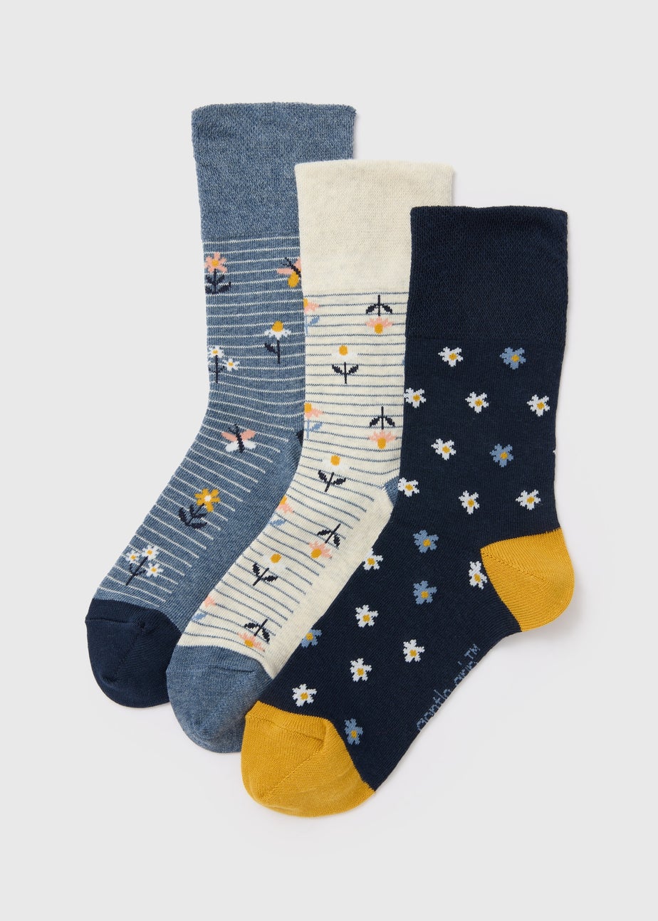 3 Pack Navy Stripe Socks