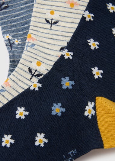 3 Pack Navy Stripe Socks