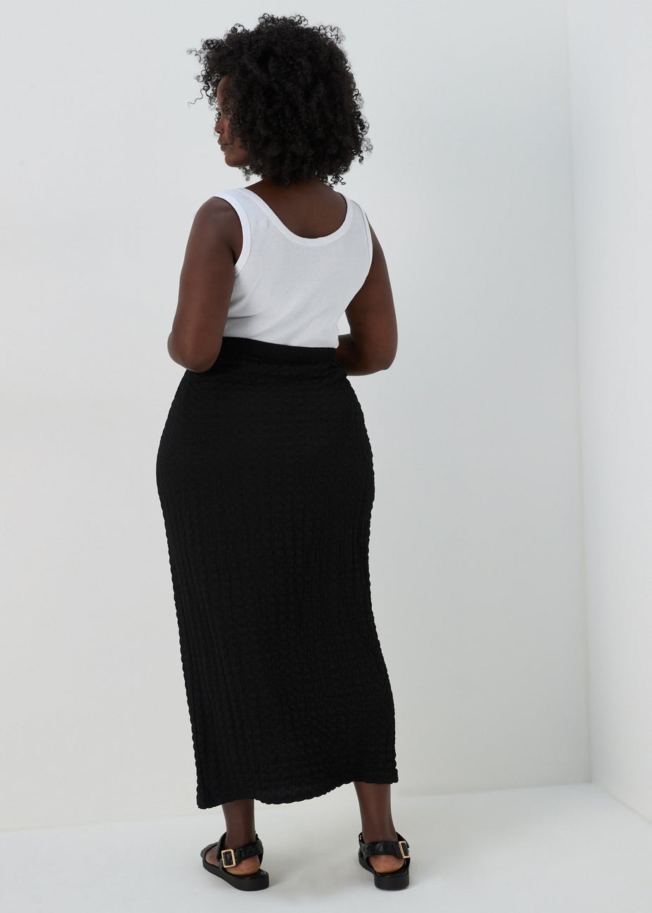 Black Hyper Texture Midaxi Skirt