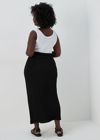 Black Hyper Texture Midaxi Skirt