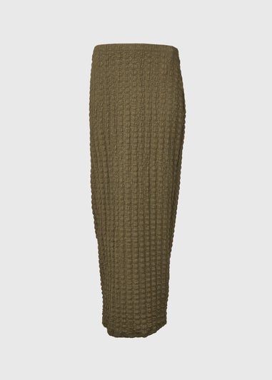 Khaki Hyper Texture Midaxi Skirt