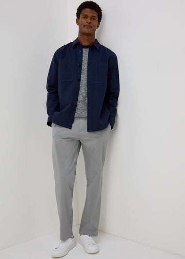 White & Navy Textured Embroidered T-Shirt