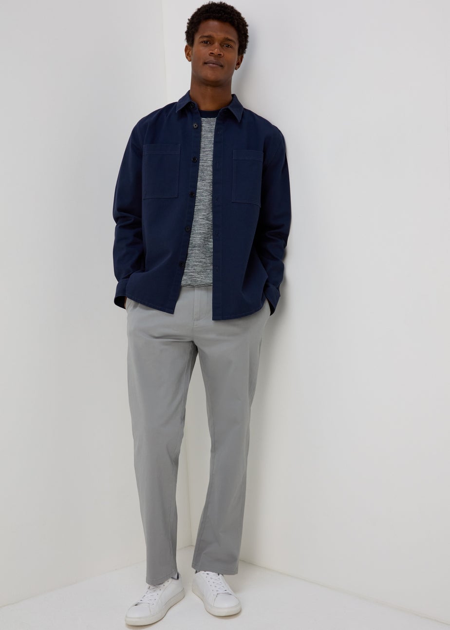 White & Navy Textured Embroidered T-Shirt