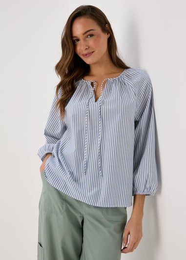 Blue Stripe Blouse Top