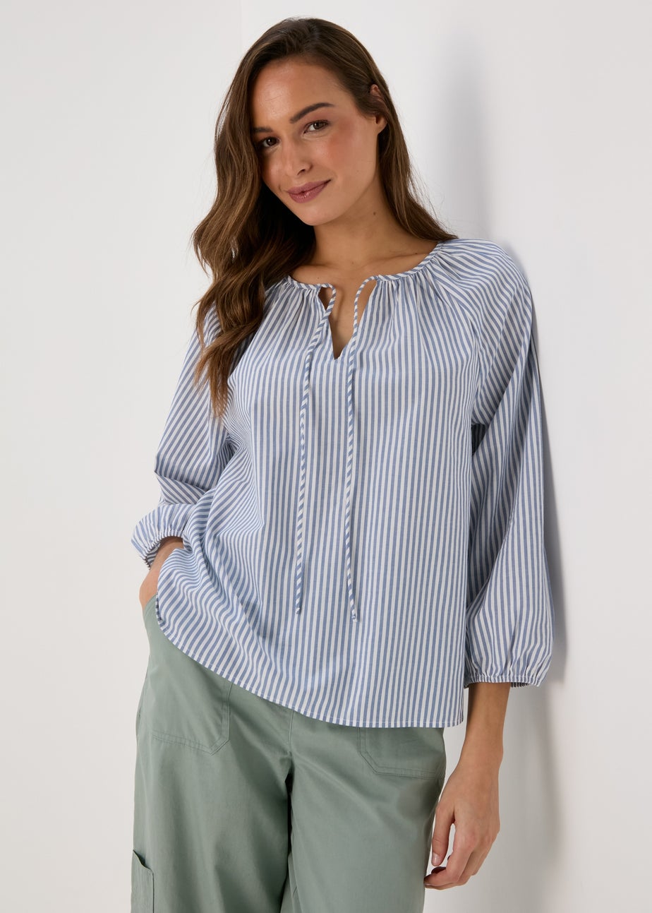 Blue Stripe Blouse Top