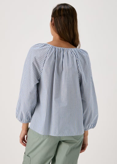 Blue Stripe Blouse Top
