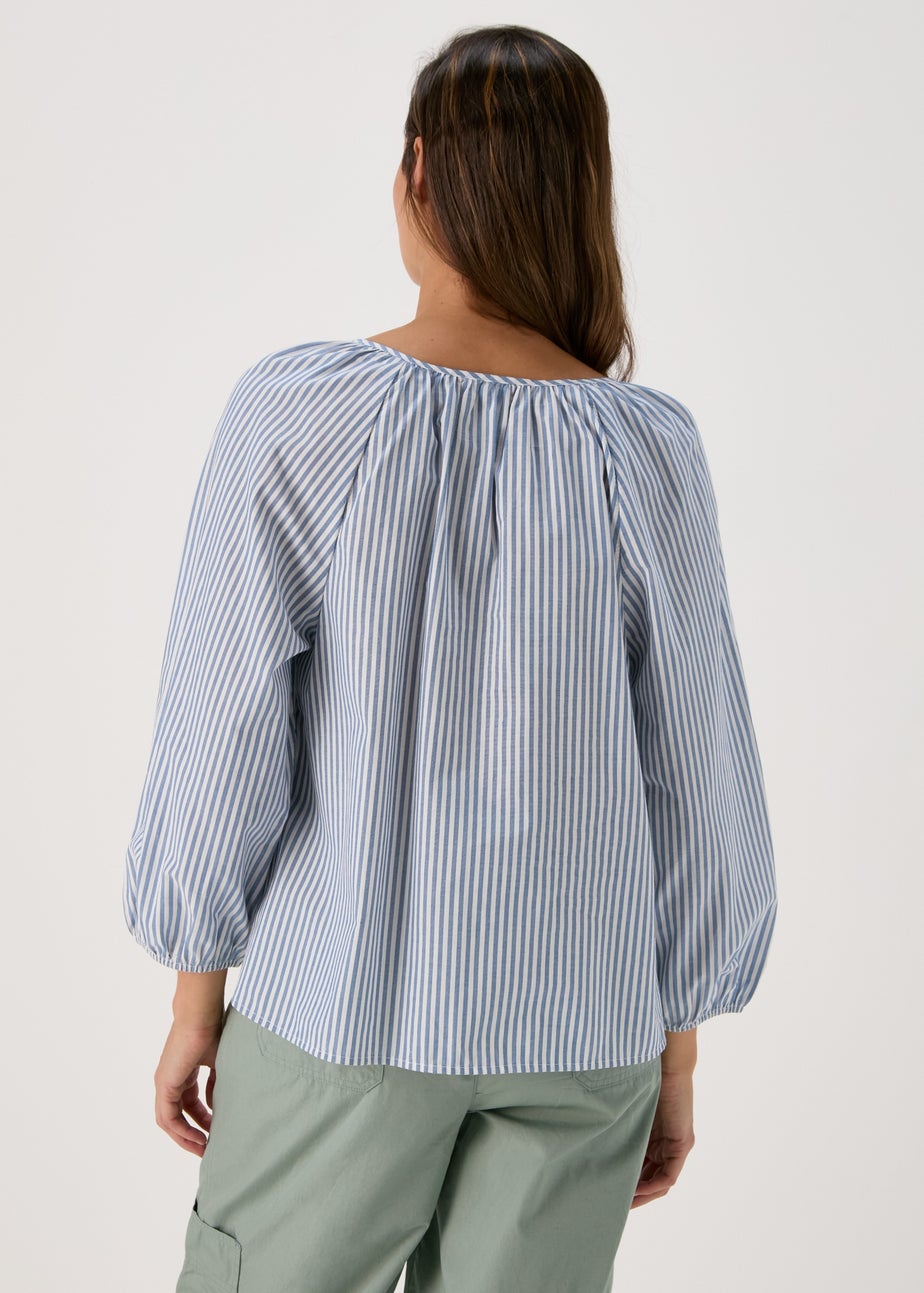 Blue Stripe Blouse Top