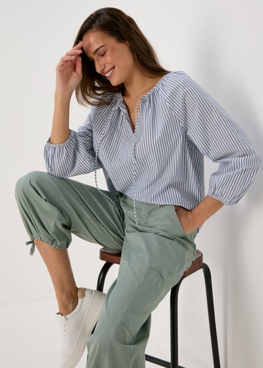 Blue Stripe Blouse Top