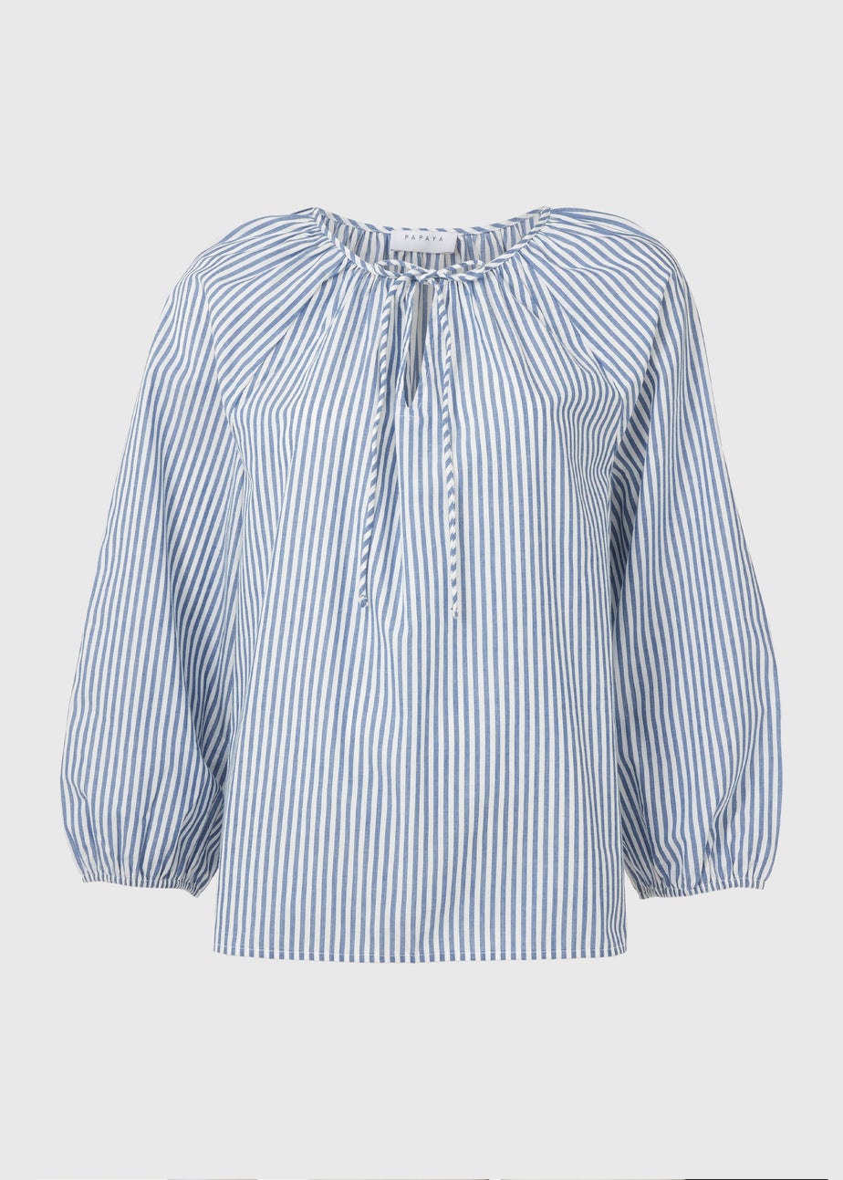 Blue Stripe Blouse Top