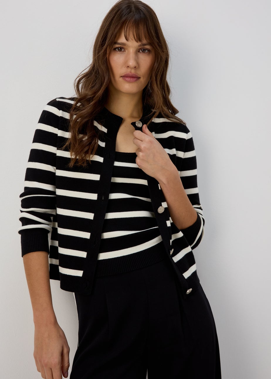 Et Vous Black Stripe Knit Cardigan
