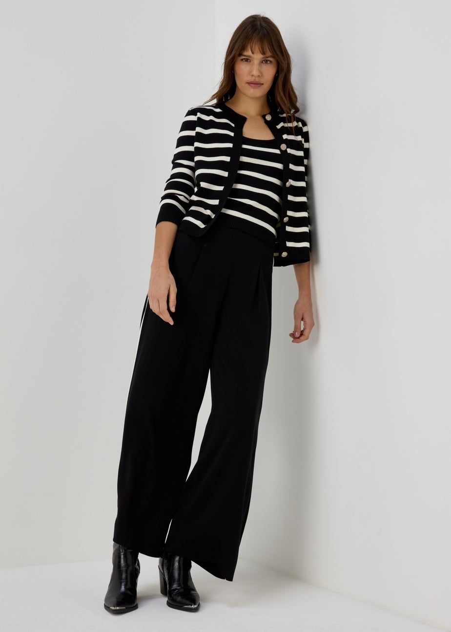 Et Vous Black Stripe Knit Cardigan