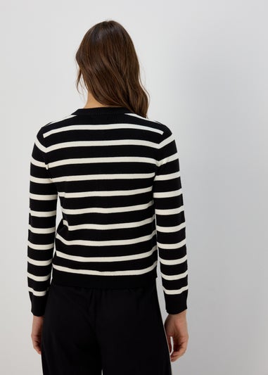 Et Vous Black Stripe Knit Cardigan