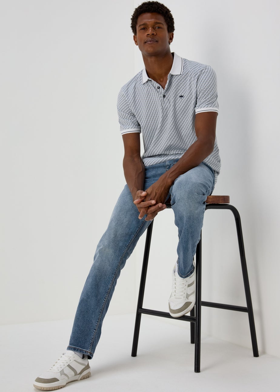 White Printed Polo Shirt