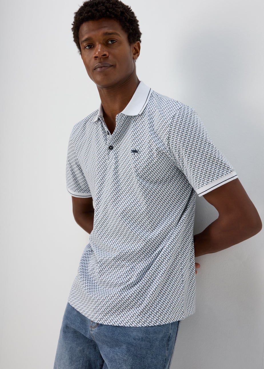 White Printed Polo Shirt
