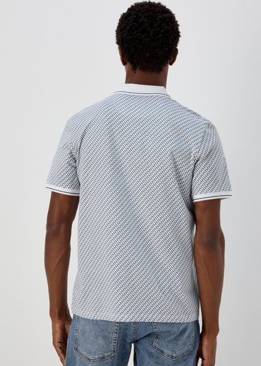 White Printed Polo Shirt
