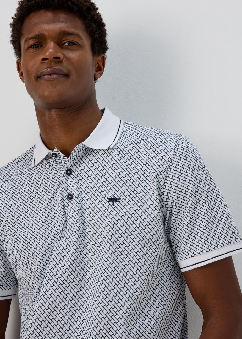 White Printed Polo Shirt