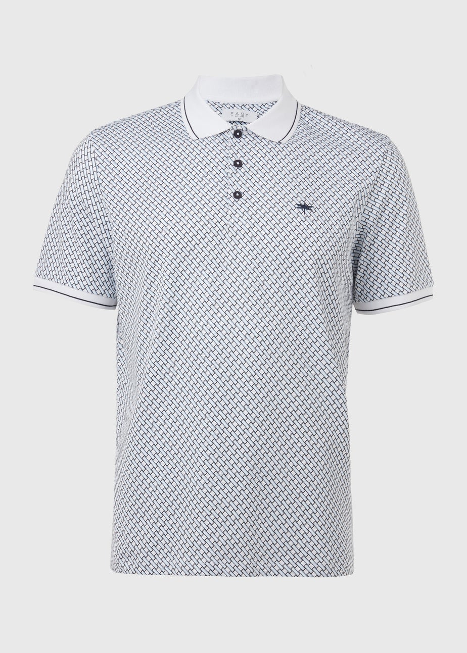 White Printed Polo Shirt
