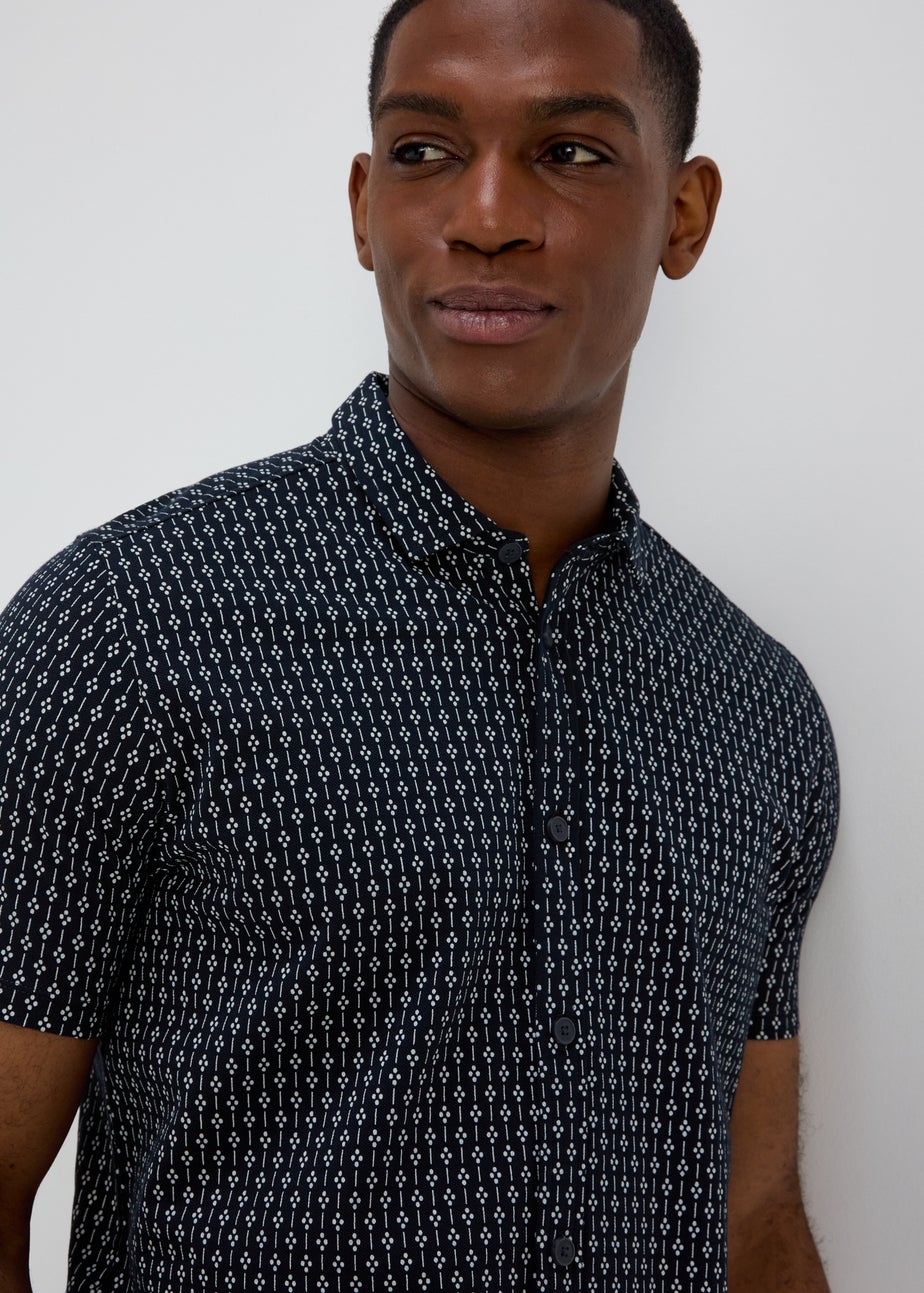 Navy Dot Design Jersey Shirt