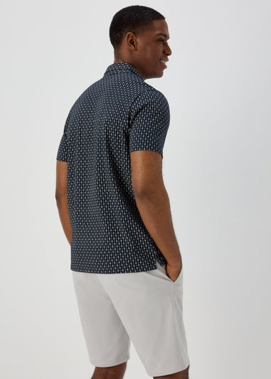 Navy Dot Design Jersey Shirt