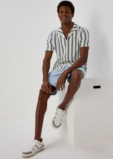 White Stripe Print Jersey Shirt