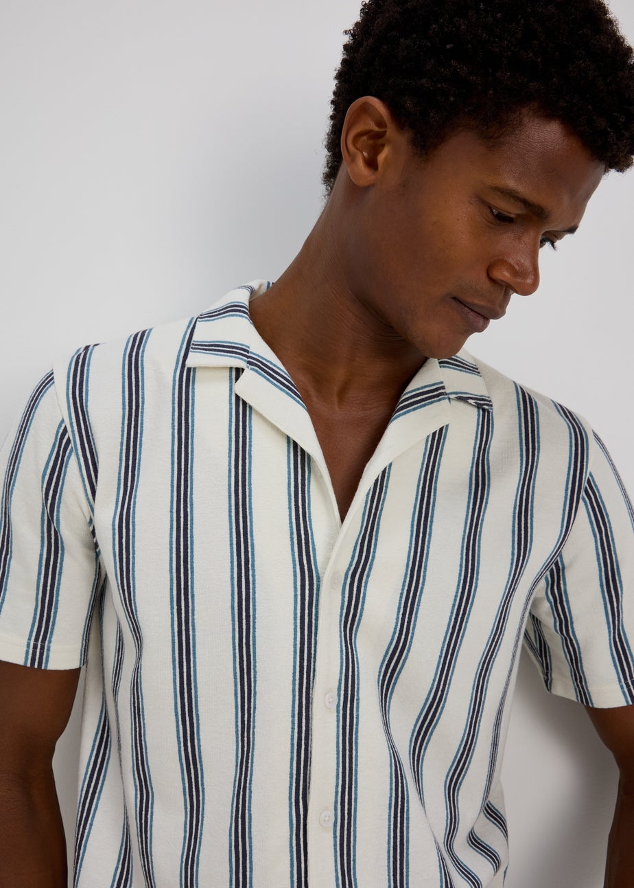 White Stripe Print Jersey Shirt