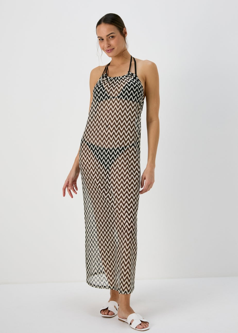 Black Zig Zag Print Dress