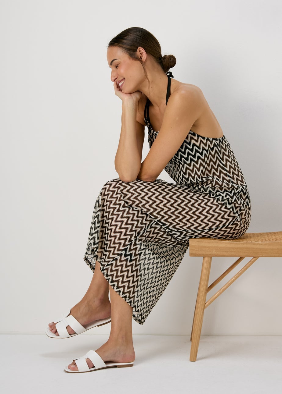 Black Zig Zag Print Dress