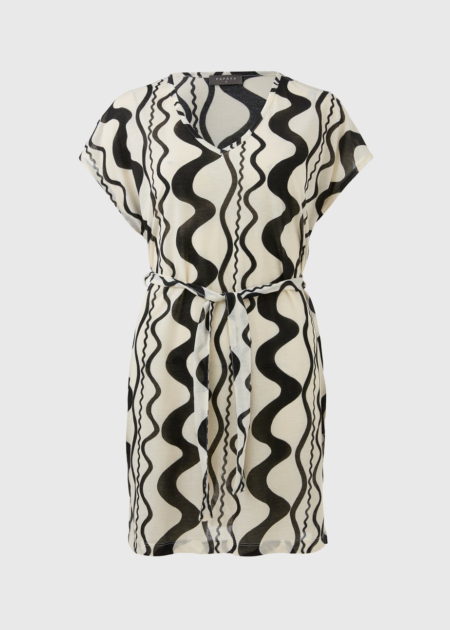 Black Swirl Print Jersey Kaftan