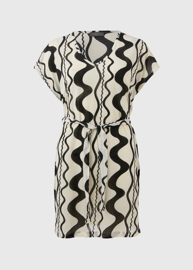 Black Swirl Print Jersey Kaftan