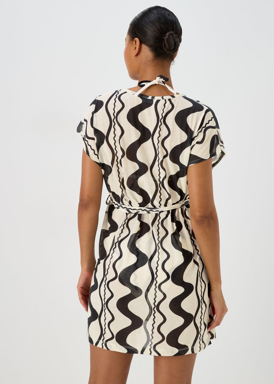Black Swirl Print Jersey Kaftan