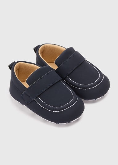 Baby Navy PU Loafers (Newborn-18mths)