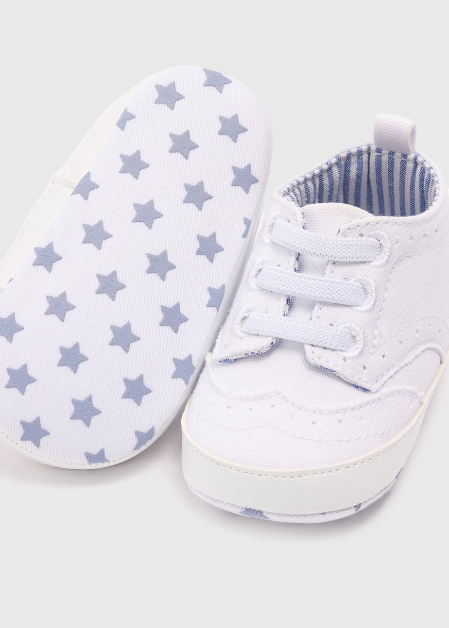 Baby White Canvas Brogue Trainers (Newborn-18mths)