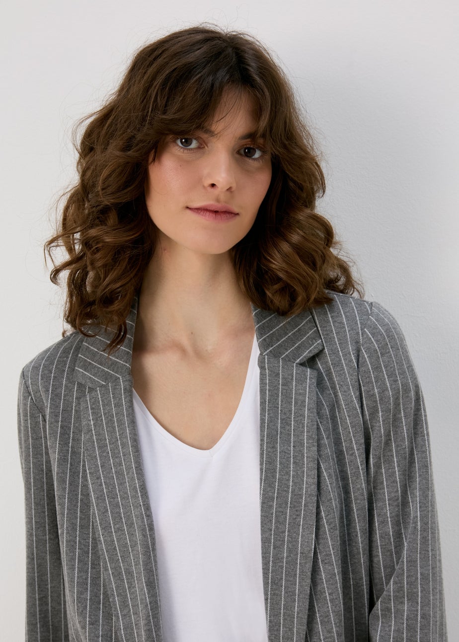 Et Vous Grey Pinstripe Ponte Blazer