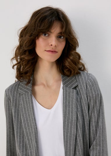 Et Vous Grey Pinstripe Ponte Blazer