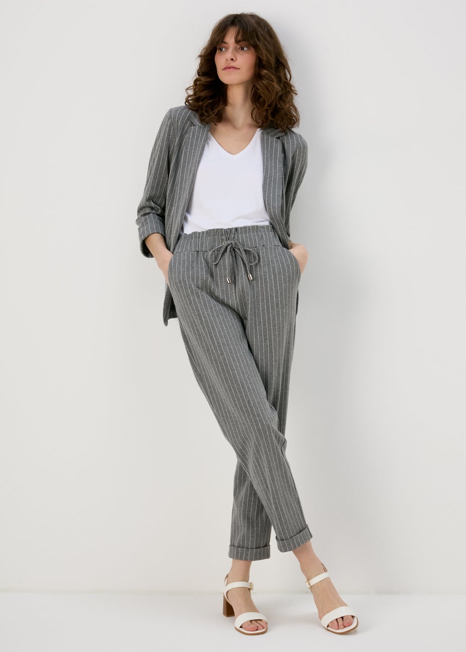 Et Vous Grey Pinstripe Ponte Blazer