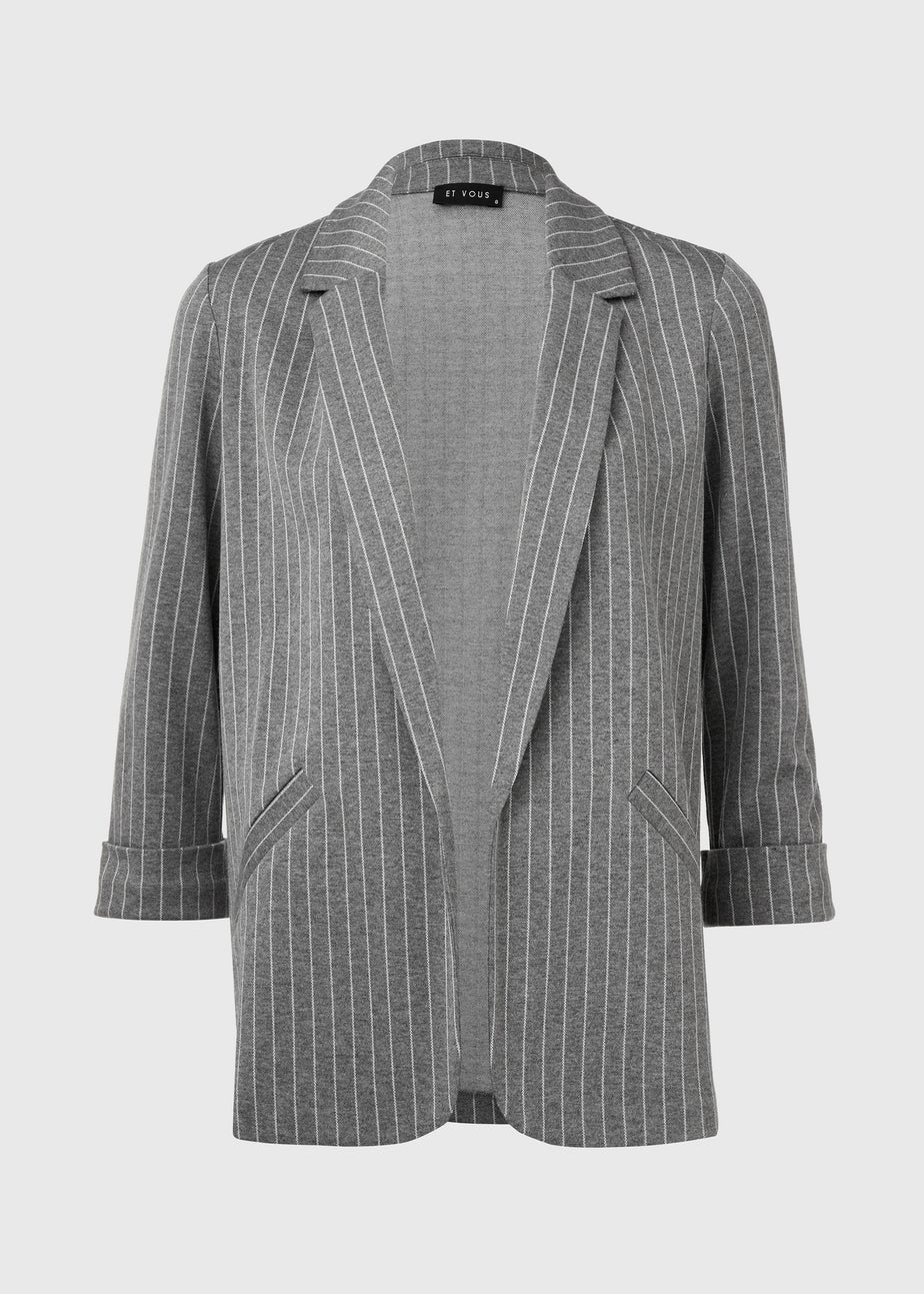 Et Vous Grey Pinstripe Ponte Blazer