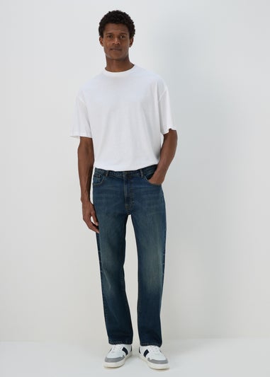 Dark Wash Relaxed Fit Denim Jeans